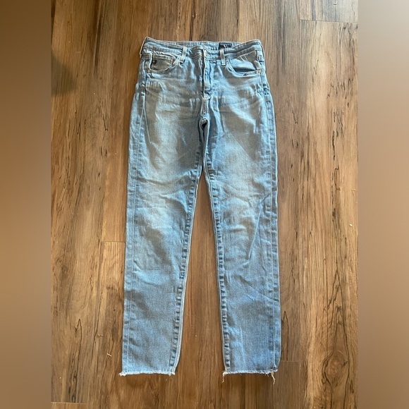 AG GUC The Stevie Ankle Slim Straight Raw Hem medium wash denim size 26R - Picture 2 of 7